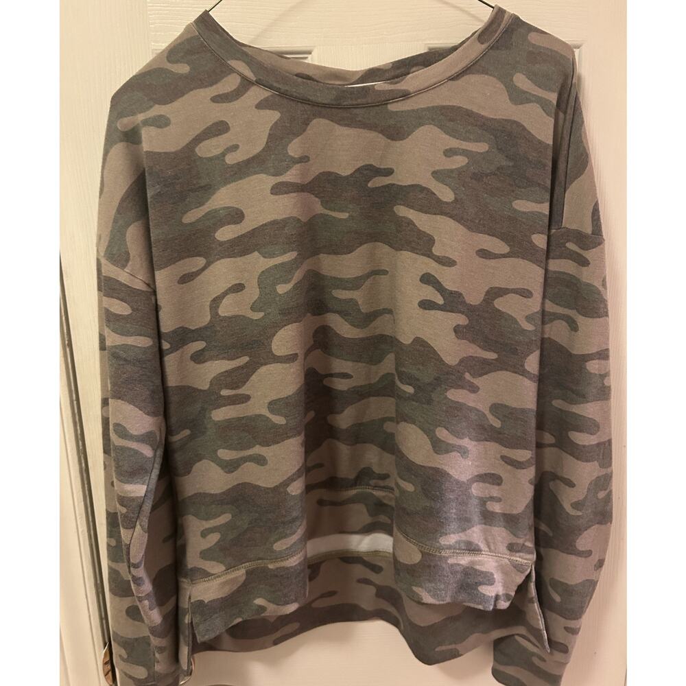 PJ SALVAGE “KIND‎ IS COOL” CAMO CAMOUFLAGE TOP PAJAMAS SHIRT SWEATSHIRT grunge